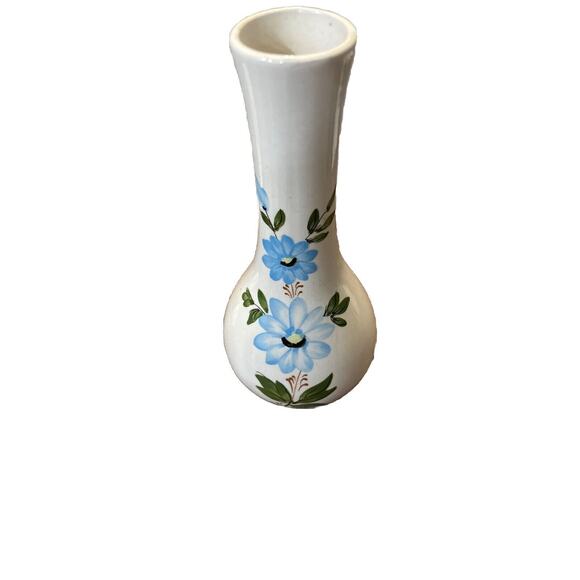Vintage 1979 FTDA Sado-Portugal, Blue Floral‎ Bud Vase 8" - Picture 1 of 4
